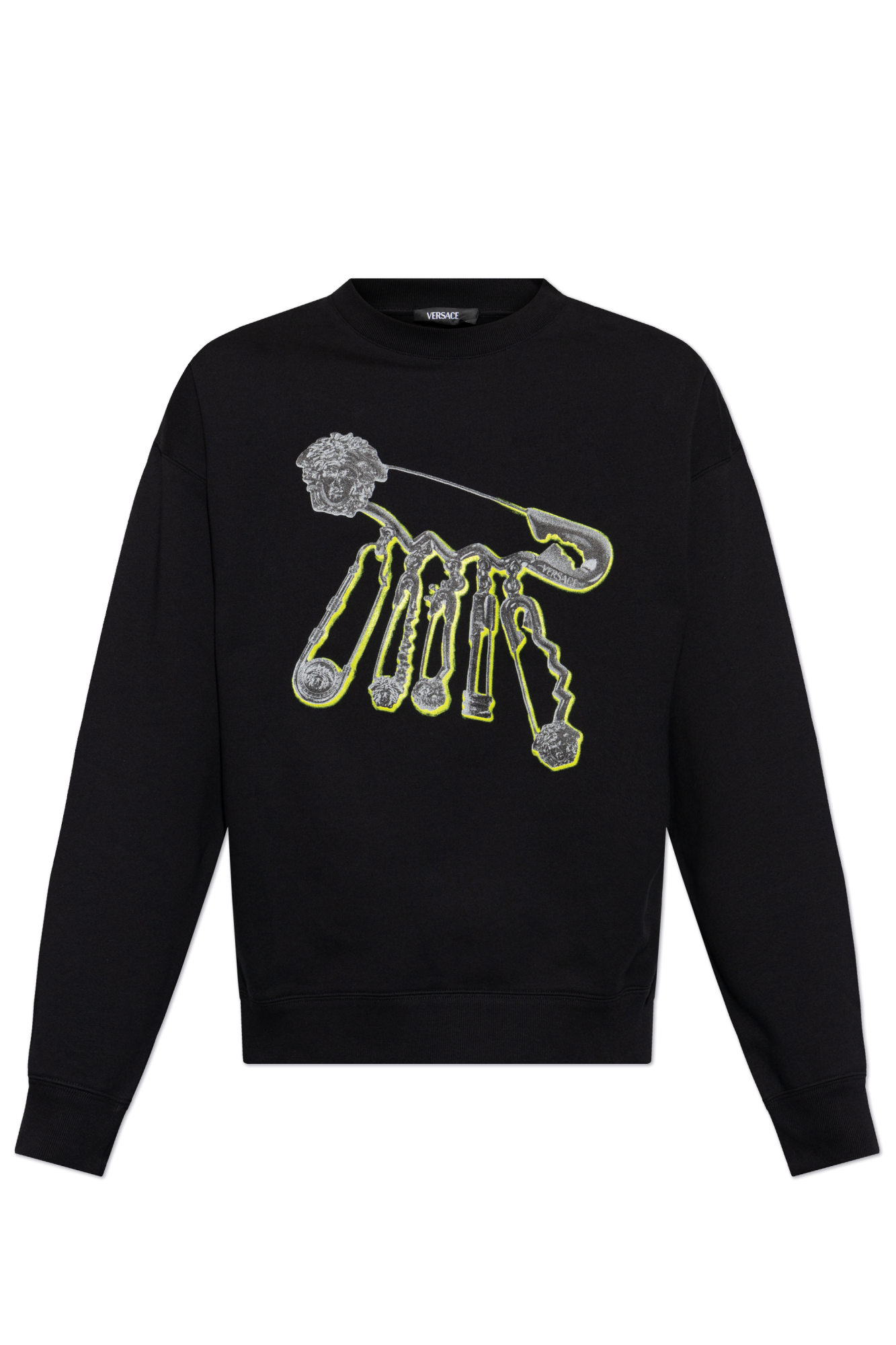 VERSACE｜ (LOGO ROUND NECK LONG SLEEVE (AUU01007 1A10011 VERSACE logo long-sleeve top | REVERSIBLE